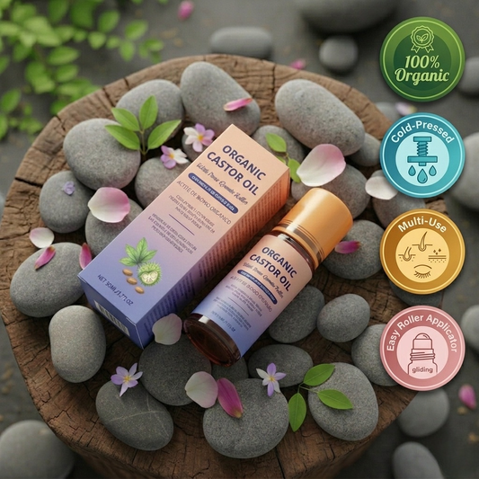 Organic Castor Oil Roll-On | With Signature Rose Quartz Roller